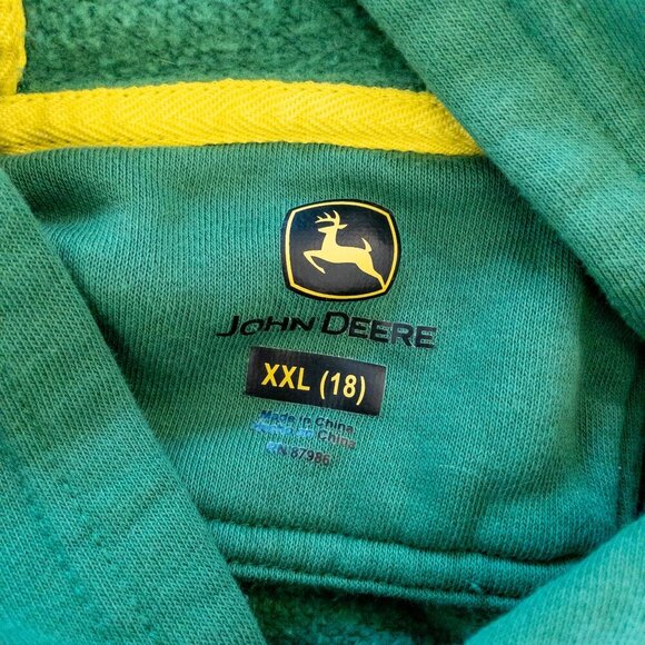 John Deere Hoodie | Youth XXL (18) | Unisex | Green Fleece Pullover with Logo - Picture 5 of 6
